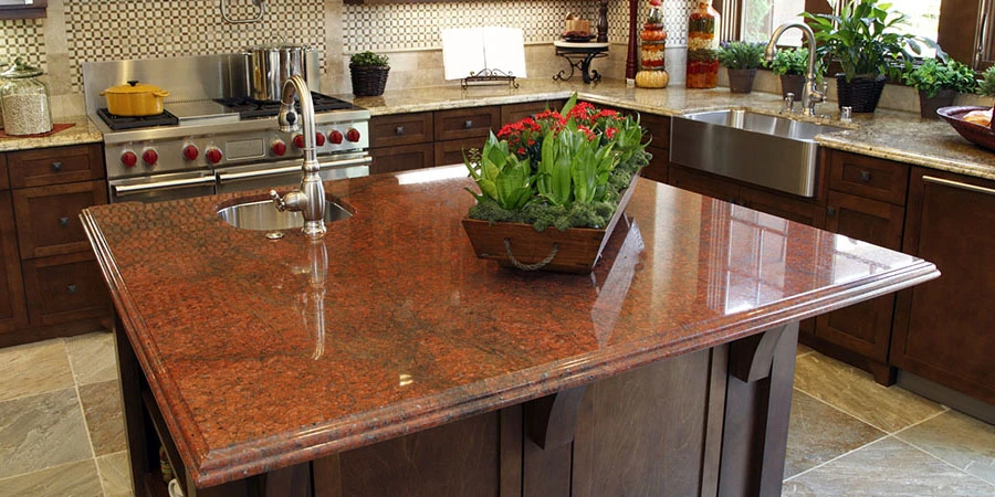 Red Multicolor Granite Kitchen Countertop