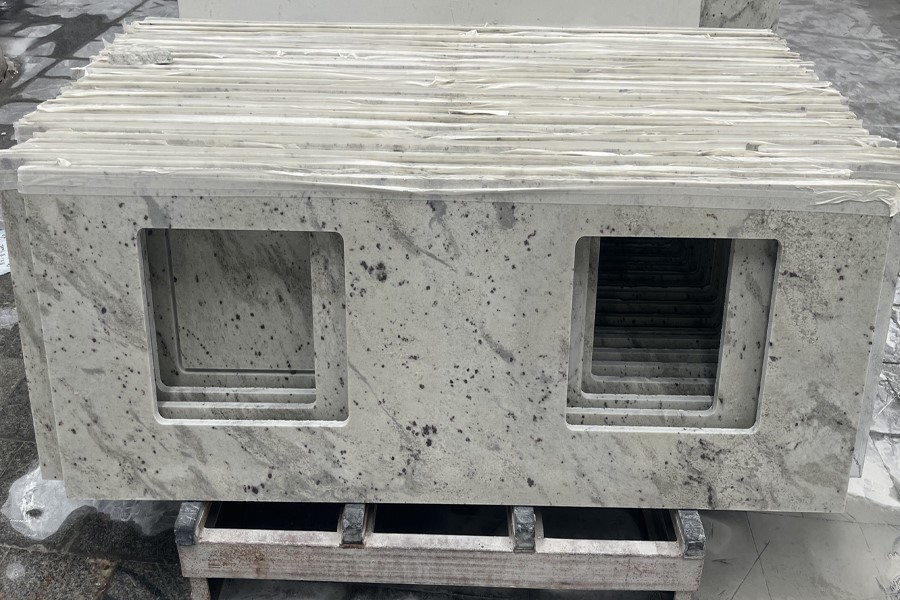 Andromeda White Granite Two Sinks Countertop Andromeda White Granite Two Sinks Countertop